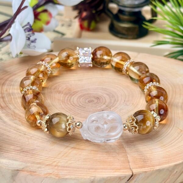 C23-Pyramid Citrine + White Crystal Pixiu Bracelet