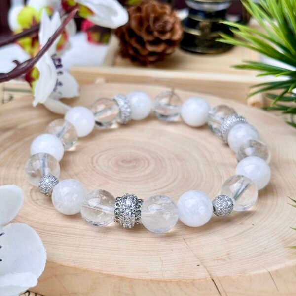 C60-Blue Moonstone+White Crystal Bracelet